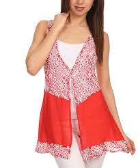J Mode Usa Los Angeles Red White Lace Vest