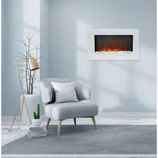 Cambridge Callisto 30 In Wall Mount Electric Fireplace With Crystal Rock Display White