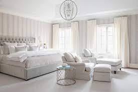 Light Gray Bedroom With Ivory Curtains