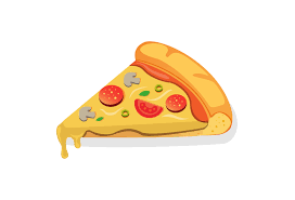 single slice italian pizza cartoon flat