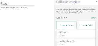 Quiz Using Microsoft Forms In Onenote