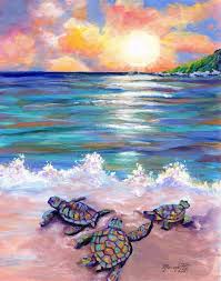 Baby Sea Turtles Kauai Painting Kauai