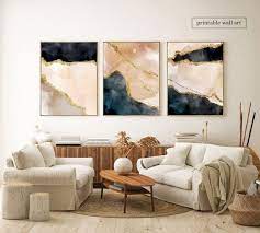 Black And Gold Wall Art Set Of 3 Black