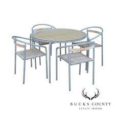 Round Patio Table 4 Chairs Dining Set