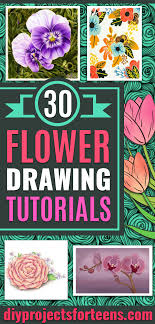A3 anatomical heart drawing with flowers and typewriter. 30 Flower Drawing Tutorials Diy Projects For Teens