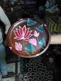 Mah Wood Wooden Hand Painted Wall Plate