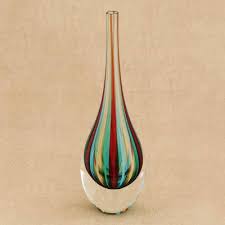 Murano Style Art Glass Striped Vase 12