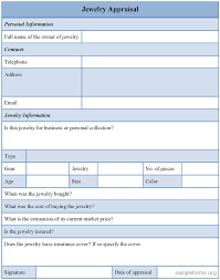 Jewelry Appraisal Form Sample Forms
