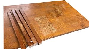 wrecked teak veneer table restoration