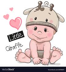cute cartoon baby boy in a giraffe hat