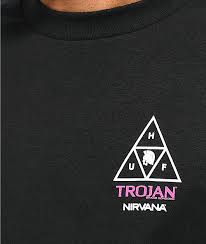 Huf X Trojan Nirvana Black T Shirt