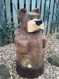 Bear White Rose Chainsaw Carving