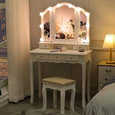 vanity table set with lighted cushion