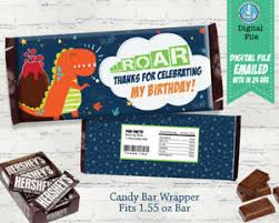 Details About Thank You Dinosaur Candy Bar Label Hershey Chocolate Wrappers Dino Birthday