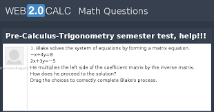 Pre Calculus Trigonometry Semester Test