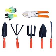 black garden tool kit with trowel set