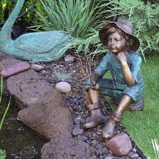 Little Boy Fishing Garden Statue