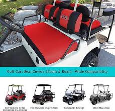 Red Golf Cart Front Rear Seat Covers