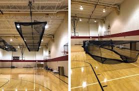 a ceiling suspended batting cage for
