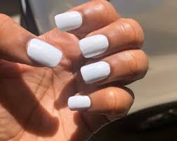 Matte coffin nails look good with basic white. Short White Nails Etsy