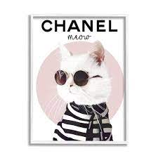 Chic Kitty Cat Meow Glam Fashion Pink Circle Stupell Industries Format White Framed Size 14 H X 11 W