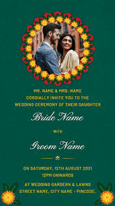 modern indian wedding invite with photo