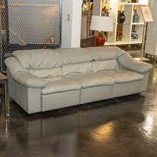 grey italian leather sofa attributed to