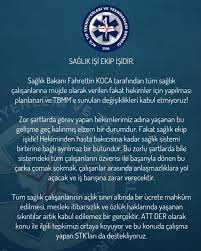 ATT DER | #EvdeKalTürkiye on Twitter: "SAĞLIK İŞİ EKİP İŞİDİR. + Sağlık  Bakanı Fahrettin KOCA tarafından tüm sağlık çalışanlarına müjde olarak  verilen fakat hekimler için yapılması planlanan ve TBMM'e sunulan  değişiklikleri kabul