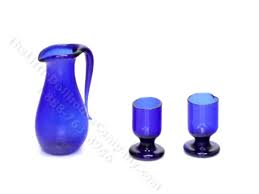Blue Glass Pitcher And Glasses