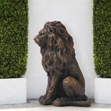 H Mgo Guardian Sitting Lion Statue Set