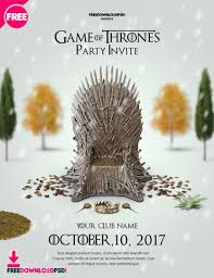 Game Of Thrones Party Invite Flyer Template Psdflyer Co