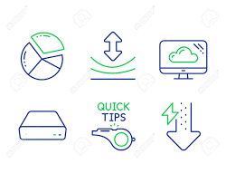 Cloud Storage Mini Pc And Pie Chart Line Icons Set Resilience