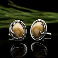 sterling silver elk tooth cuff links