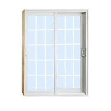 Double Sliding Patio Door With 15 Lite Internal White Flat Grill