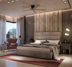 One great modern bedroom design idea is to break up sharp, sterile lines with stripes and other shapes. Bedroom Interior Design Ansa Interiors