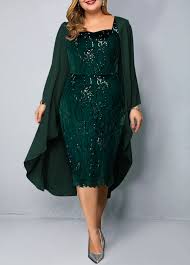 Chiffon Cardigan And Sequin Embellished Plus Size Dress