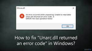 fix unarc dll returned an error code