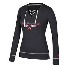 Details About Nhl New Jersey Devils Adidas Skate Lace Top Shirt Tee V Neck Blouse Womens