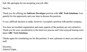 polite job offer rejection emails