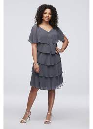 Check spelling or type a new query. Short Sleeve Tiered Chiffon Plus Size Cape Dress David S Bridal