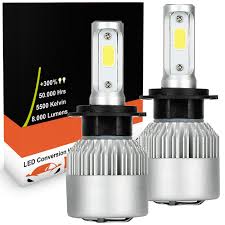 2 x led headlight bulbs h7 75w 6500k