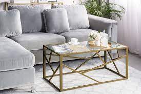 Clio Rectangle Glass Coffee Table Gold