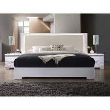 The pieces are attractive and good quality. Best Master Furniture Athens White Lacquer With Led Lighting Platform Bed E King Walmart Com Walmart Com