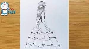 Here presented 54+ drawing for girls images for free to download, print or share. Easy Back Side Drawing Of A Girl How To Draw A Girl With Beautiful Dress Pencil Sketch Youtube