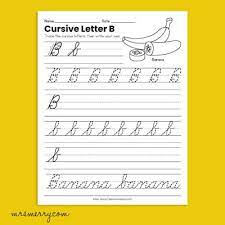 free cursive b worksheet writing for