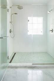 shower with white scale tiles