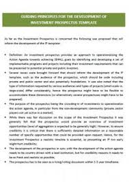 Guiding Principles For The Development Of Investment Prospectus