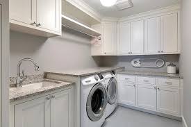 White Shaker Laundry Room Cabinets With