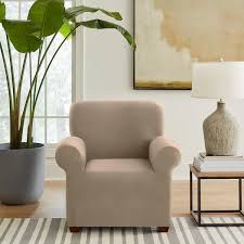 Hampstead Stretch Velvet Sable Polyester Chair Slipcover