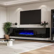 Stylish Mirrored Fireplace Tv Stand